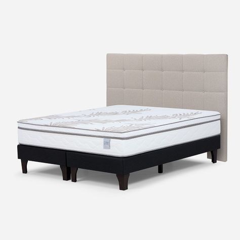 Cama Europea Neo Plus King 180x200 cm + Respaldo Issey Beige-2