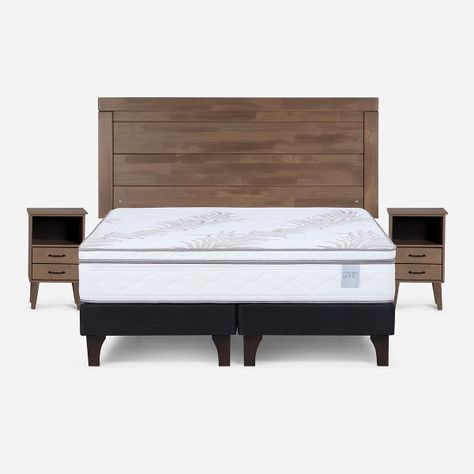Cama Europea Neo Plus 2 Plazas + Respaldo+Veladores Sicilia-0