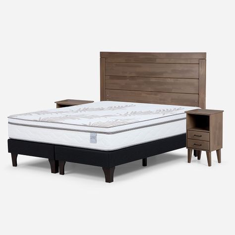 Cama Europea Neo Plus 2 Plazas + Respaldo+Veladores Sicilia-1