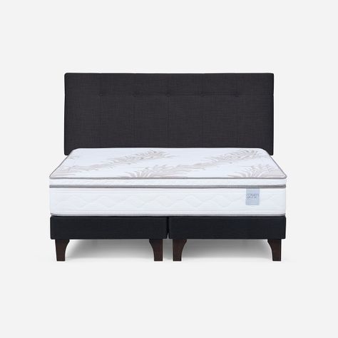 Cama Europea Neo Plus King + Respaldo New Bennet Grafito-0