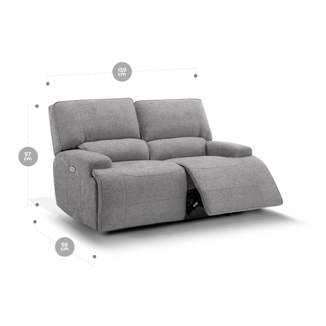 Sofá Reclinable Rosen Jagger Eléctrico 2 Cuerpos Tela Gris-1