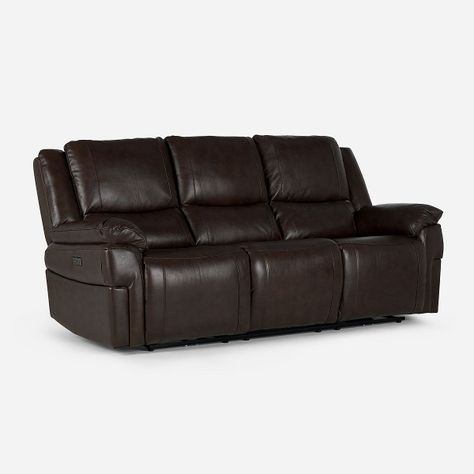 Sofá Reclinable Jeff Eléctrico 3 Cuerpos Cuero Chestnut-1