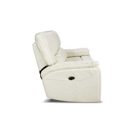 Rosen Sofá Reclinable Poch Cuero 3 Cuerpos Blanco-5