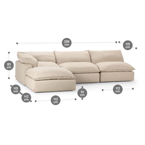 Sofá Seccional Rosen Shanklin 4 Piezas Izquierdo Tela Beige-1