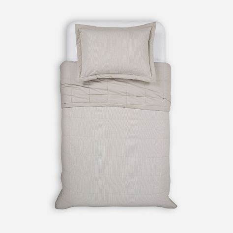 Cubrecama Algodón Stripes Crudo 1,5 Plazas-1