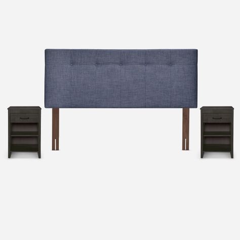 Cama Europea Classique+ 2 Plazas +Respaldo y Veladores Denim-2