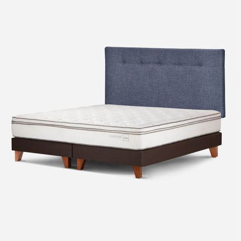 Cama Europea Classique+ King + Respaldo New Bennet Denim-2