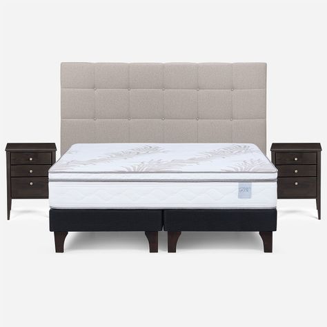 Cama Europea Neo Plus King + Muebles Issey Beige-0