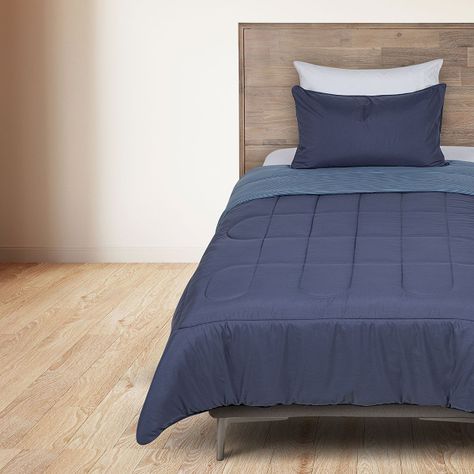 Plumón Bicolor Lines Reversible 1,5 Plazas Denim-2