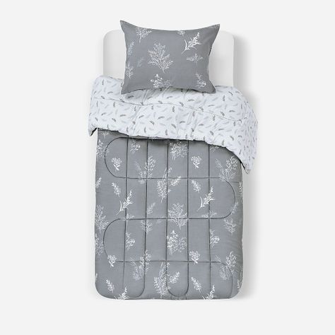 Plumón Reversible Soft Touch Astrid Gris/Blanco 1,5 Plazas-0