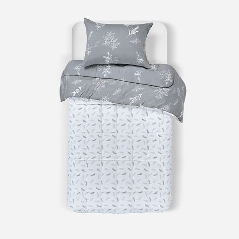 Plumón Reversible Soft Touch Astrid Gris/Blanco 1,5 Plazas-1