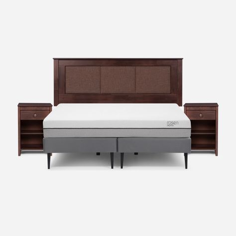 Cama Europea Pratta King Pata Acero + Respaldo y Velador-0
