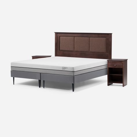 Cama Europea Pratta King Pata Acero + Respaldo y Velador-1