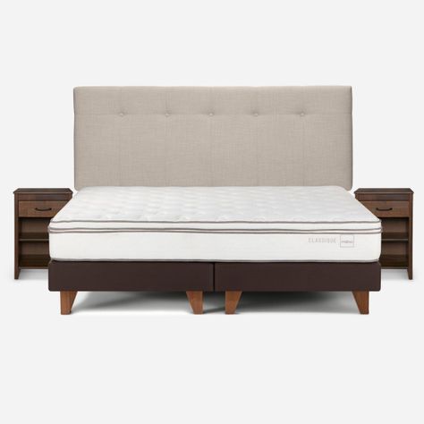 Cama Classique+ King + Respaldo y Veladores Maurice Natural-0