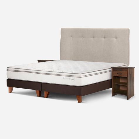 Cama Classique+ King + Respaldo y Veladores Maurice Natural-1
