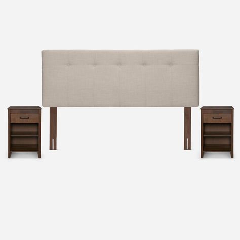 Cama Classique+ King + Respaldo y Veladores Maurice Natural-2