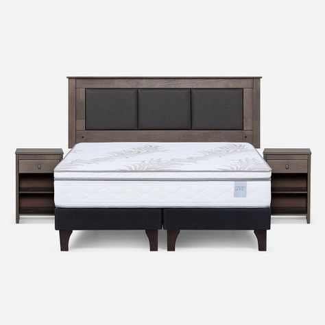 Cama Europea Neo Plus 2 Plazas + Respaldo + Velador Ferrara-0