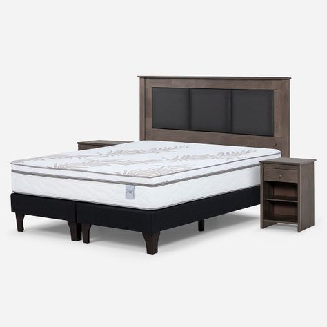 Cama Europea Neo Plus 2 Plazas + Respaldo + Velador Ferrara-1