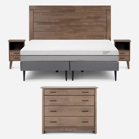 Cama Rosen Pratta 2 Plazas+Muebles Sicilia y Cómoda Harland-0