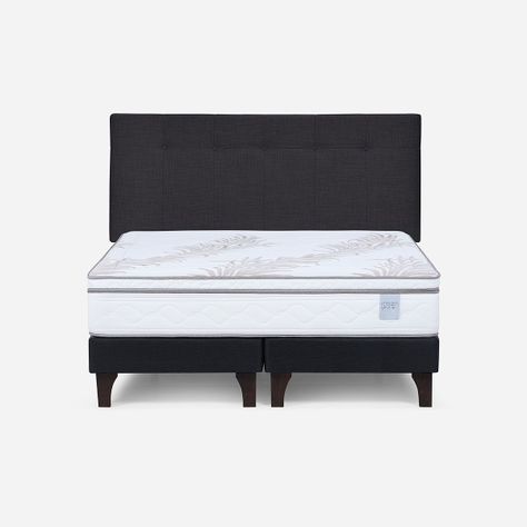 Cama Europea Neo Plus 2 Plazas + Respaldo New Bennet Grafito-0