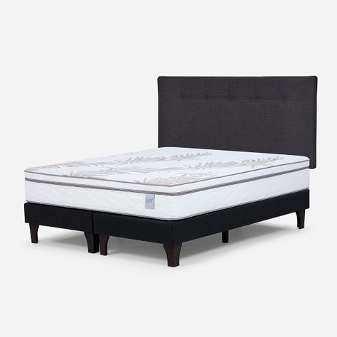 Cama Europea Neo Plus 2 Plazas + Respaldo New Bennet Grafito-2