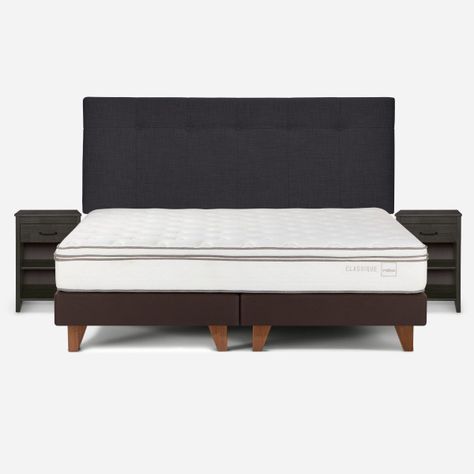 Cama Classique+ King + Respaldo y Veladores Maurice Grafito-0