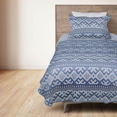 Quilt Jacquard Tribal Denim 1,5 Plazas-1