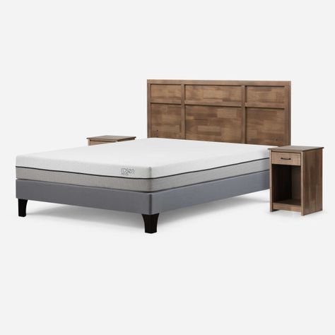 Cama Pratta 2 Plazas Pata Madera BN + Muebles Robin Tostado-1