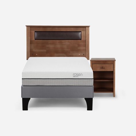 Cama Europea Pratta 1,5 Plazas Pata Madera + Muebles Ferrara-0