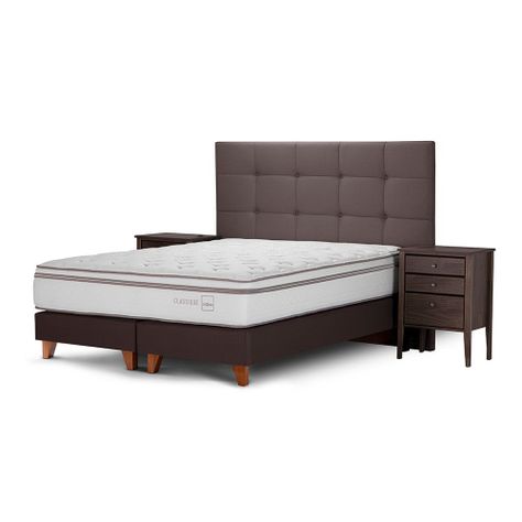 Cama Euro. Rosen Classique+ 2 Plazas Con Muebles Issey Visón-0