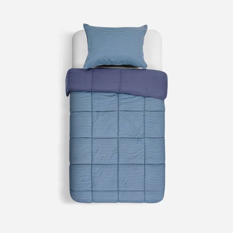 Plumón Bicolor Lines Reversible Denim 1,5 Plazas-1