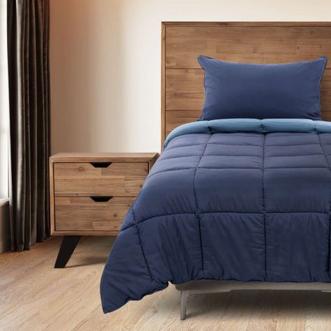 Plumón Bicolor Lines Reversible Denim 1,5 Plazas-2