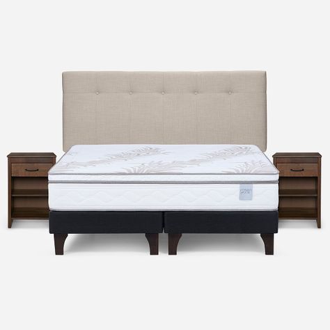 Cama Europea Neo Plus King+Respaldo N Bennet Natural+Velador-0