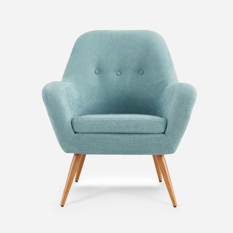 Poltrona Rosen Bartolo Pata Metálica Tela Denim Claro-1