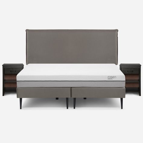 Cama Pratta King Pata Acero BD + Muebles Maurice Gris-0