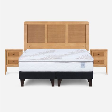 Cama Europea Neo Plus 2 Plazas +Respaldo+Veladores Charles-0