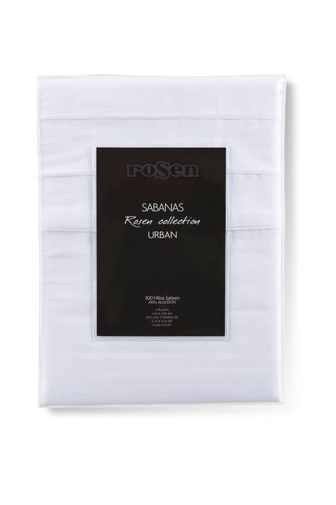 Sábana Rosen 300 Hilos Algodón Lisa Blanca Full-0