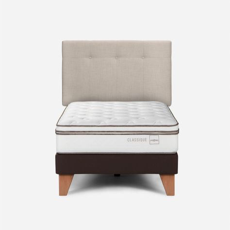 Cama Europea Classique+ 1,5 Plazas + Respaldo New Bennet Nat-0
