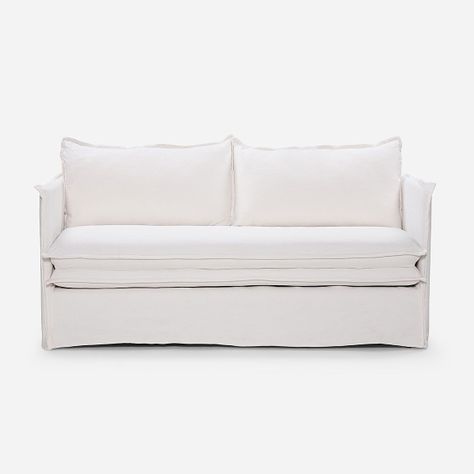 Sofá Rosen Rona 2 Cuerpos Tela Blanco Crudo-1