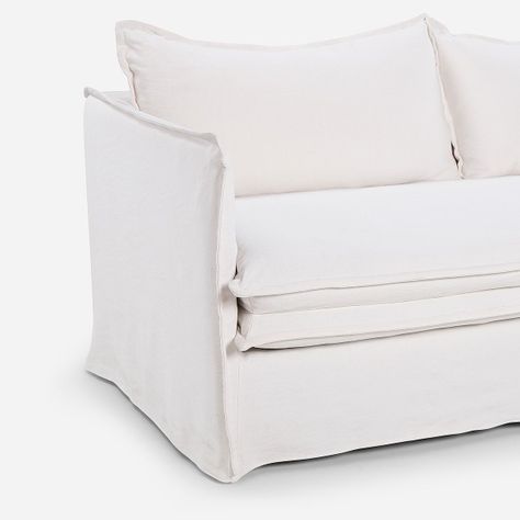 Sofá Rosen Rona 2 Cuerpos Tela Blanco Crudo-4