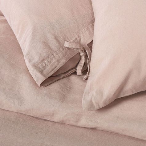 Funda Plumón Lino-Algodón Pure Liso Rosa Nude 2 Plazas-3