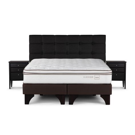 Cama Europea Rosen Classique+ King Con Muebles Issey Grafito-0