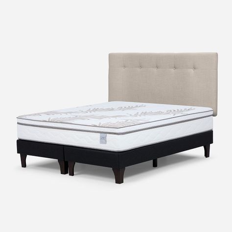 Cama Europea Neo Plus King + Respaldo New Bennet Natural-2