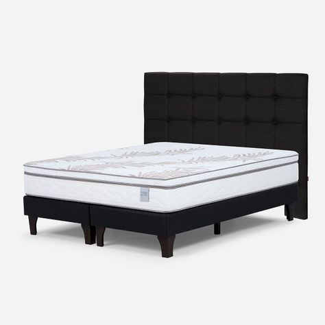 Cama Europea Neo Plus King 180x200 cm+Respaldo Issey Grafito-2