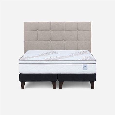 Cama Europea Neo Plus 2 Plazas 150x200+Respaldo Issey Beige-0
