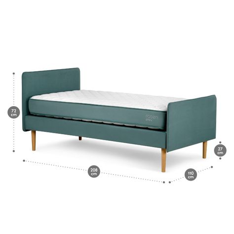 Cama Europea Play 1,5 Plazas 110 x 208 cm Agua Marino-1