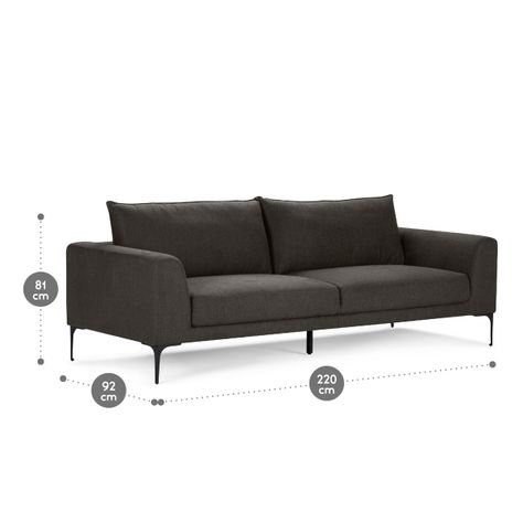 Sofá Rosen Barnes 3 Cuerpos Tela Charcoal-1