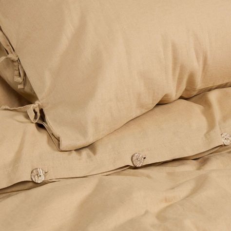 Funda Plumón Lino-Algodón Pure Liso Camel 1,5 Plazas-3