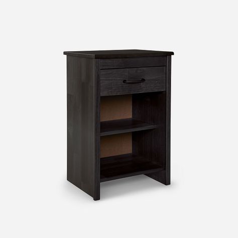 Cama Europea Neo Plus 2 Plazas+Respaldo N.B. Grafito+Velador-3
