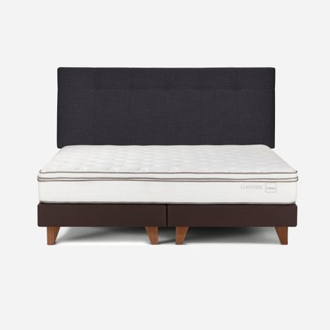 Cama Europea Classique+ King + Respaldo New Bennet Grafito-0